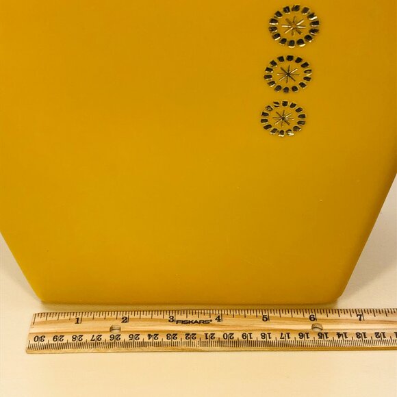 Vintage 60s Rubbermaid Mustard Yellow Plastic Small Trash Can Wastebasket - Picture 9 of 11